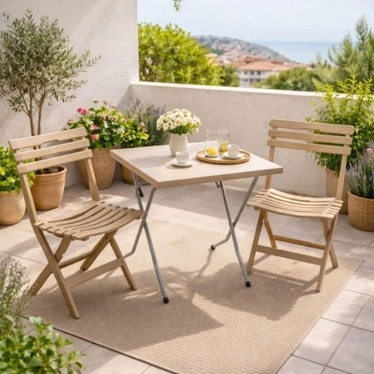 Градински комплект маса и 2 стола (сгъваем)