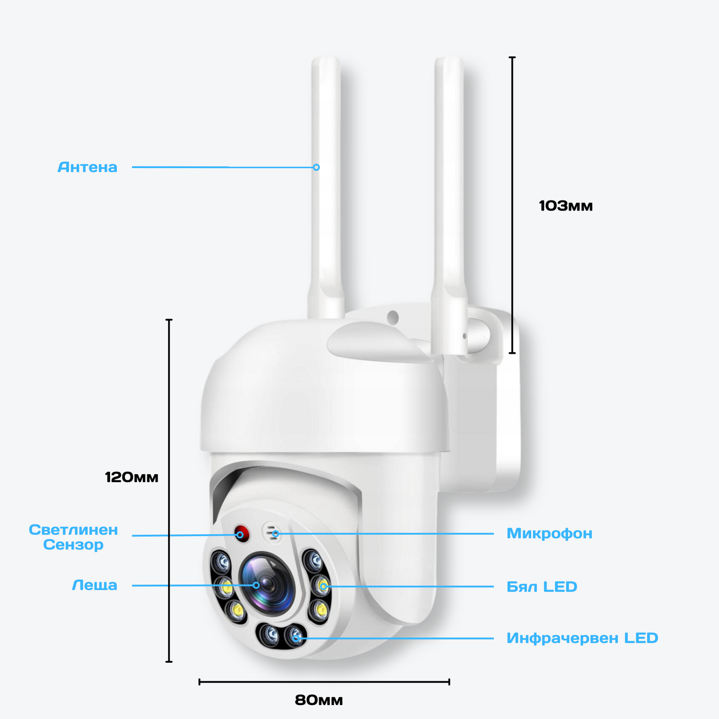 3бр. Куполна безжична камера с 5g и 8led 5mpx + 3бр. SD карта памет 64GB