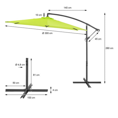 Градински чадър - Ø300 cm, различни цветове