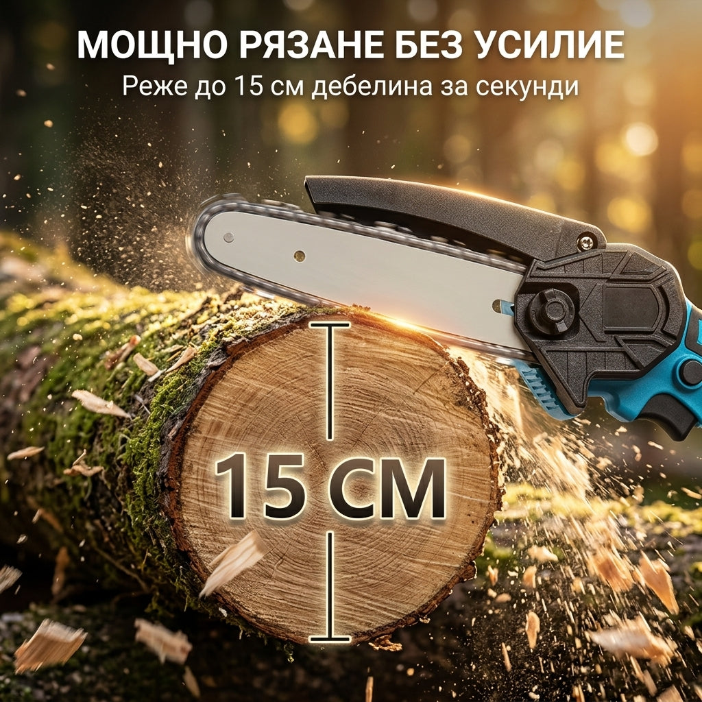 Акумулаторен трион за клони 15см шина и 2 вериги