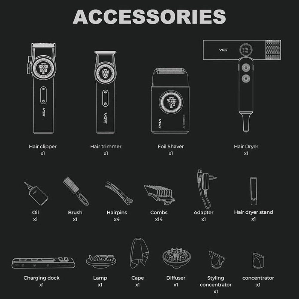 VGR Professional Barber Combo 4 в 1