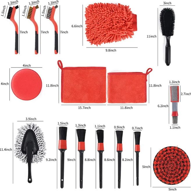 Комплект за почистване на автмобил, 19 Части