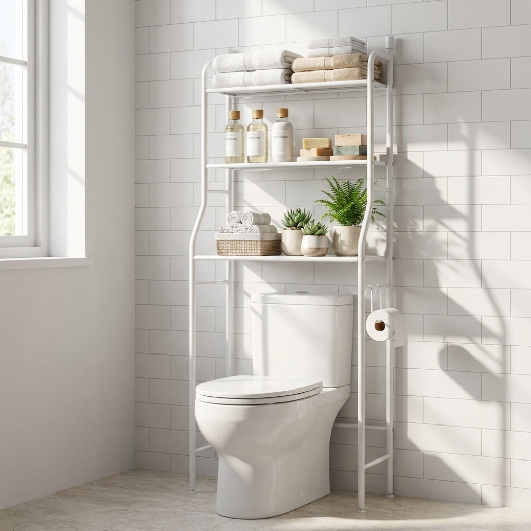 Мултифункционална етажерка за баня на 3 нива