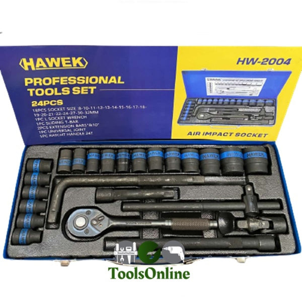 Гедоре с ударни вложки 24 части 1/2'' HAWEK