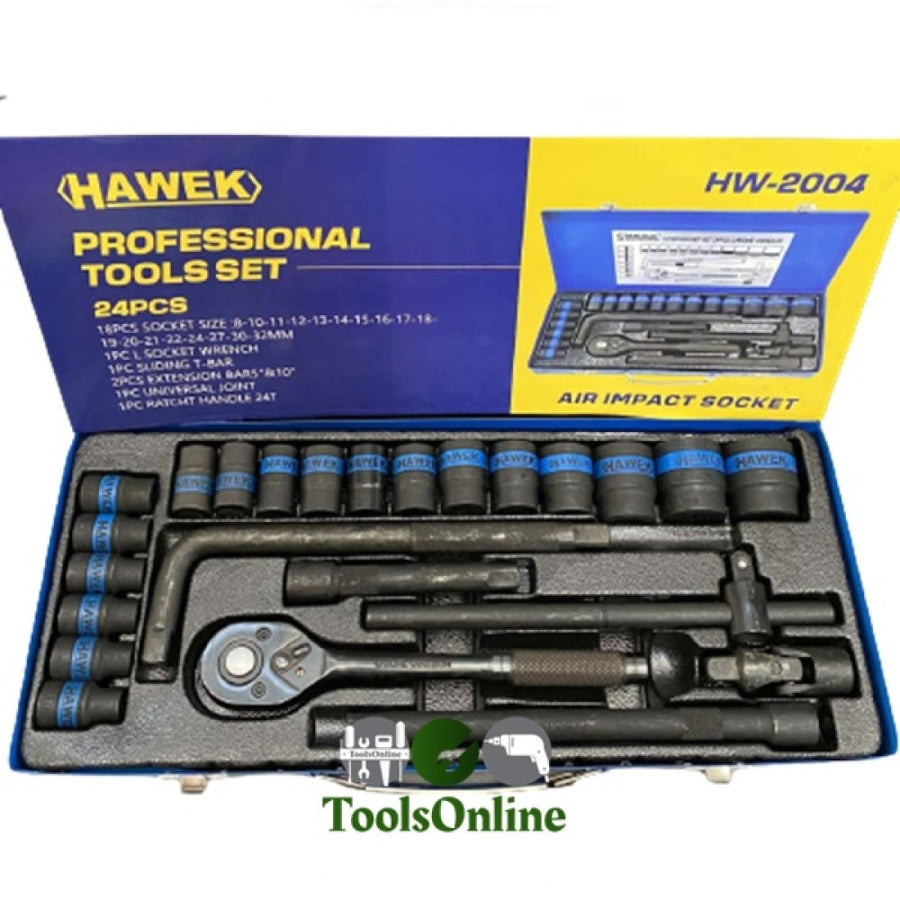 Гедоре с ударни вложки 24 части 1/2'' HAWEK