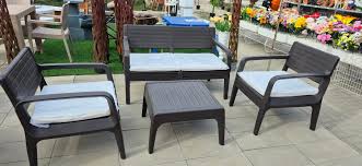 Градински комплект Verona с възглавници (4 части) – Диван, 2 фотьойла и маса