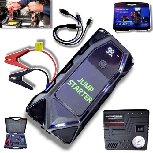 Комплект стартерно устройство high power jump starter за кола + компресор,2000A