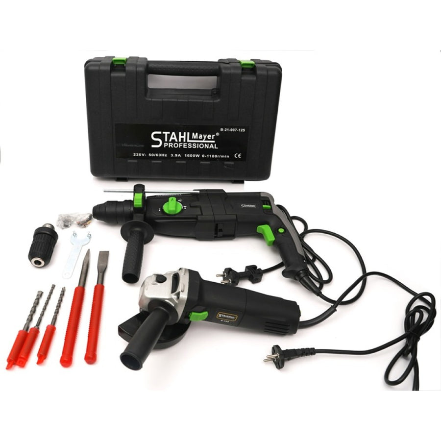 Комплект от перфоратор 1600W и ъглошлайф 1400W StahlMayer Black XR
