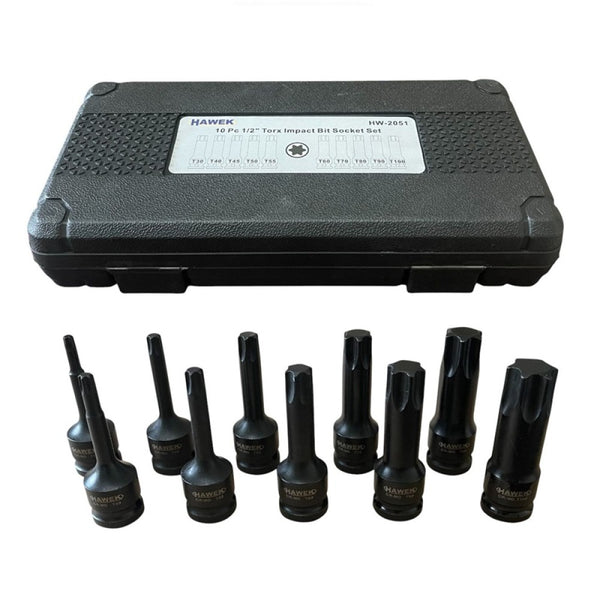 Комплект ударни битове 1/2 - Торкс ( Torx ) 10 части HAWEK