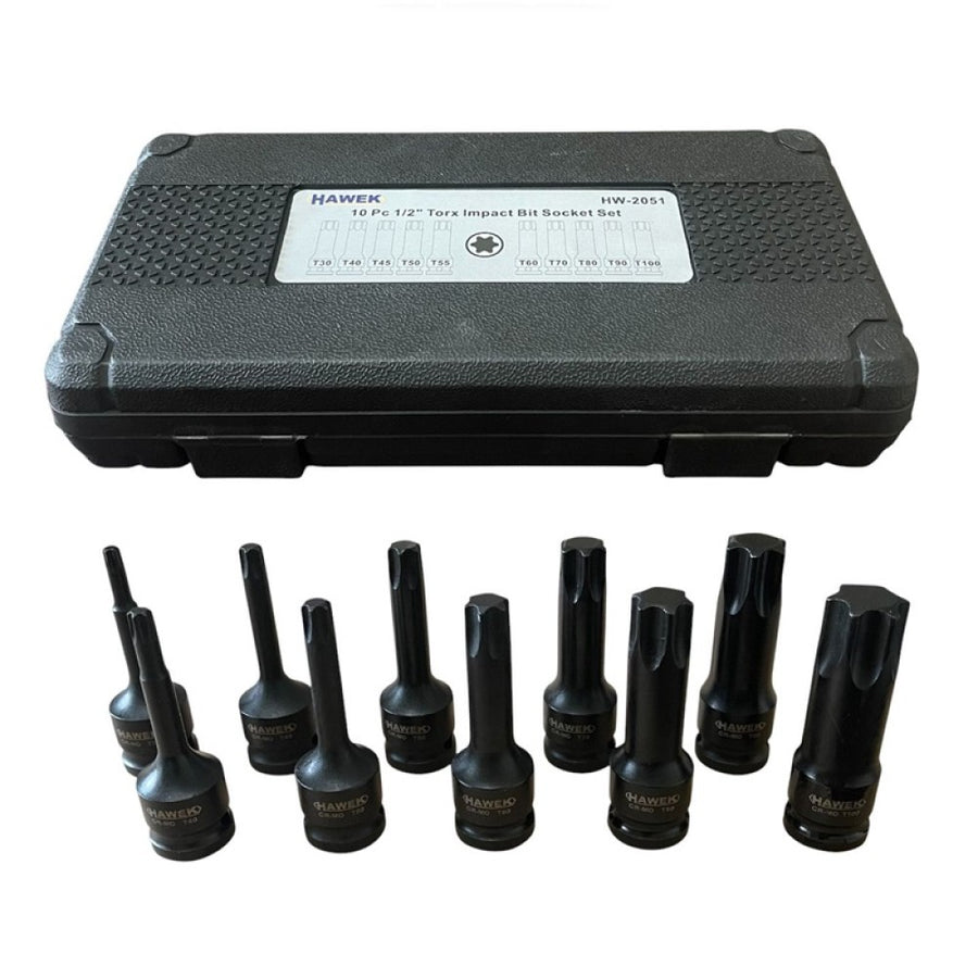 Комплект ударни битове 1/2 - Торкс ( Torx ) 10 части HAWEK