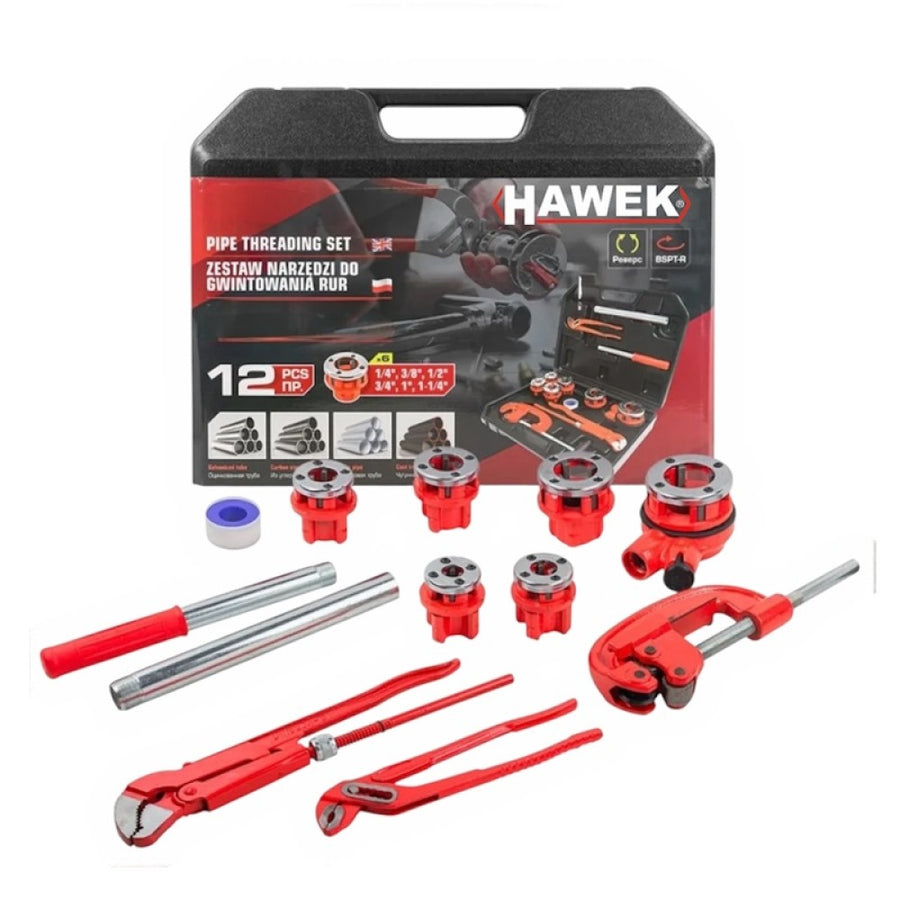 Комплект винторезка с 6 глави и инструменти 12 части HAWEK
