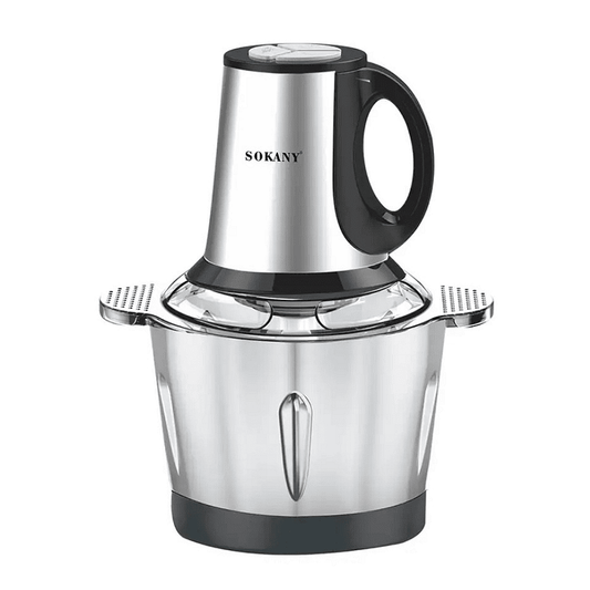 Кухненски чопър Sokany SK-7011, 500W, 4 остриета, 4D дизайн на остриетата, 2 режима на работа, Съд от неръждаема стомана, Капацитет 3 литра, Сив/Черен