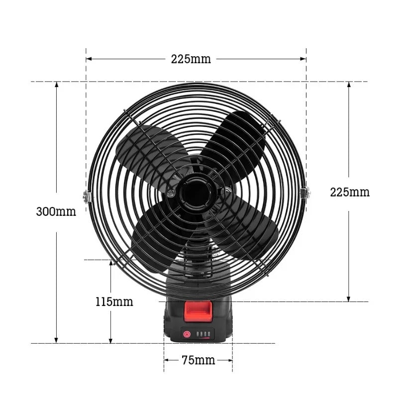 Преносим 8″ вентилатор 30 W с лека литиева батерия – мощно охлаждане навсякъде