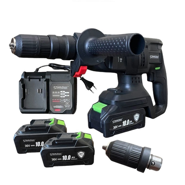 Акумулаторен безчетков перфоратор с 2 патронника 36V 10Ah StahlMayer Black XR