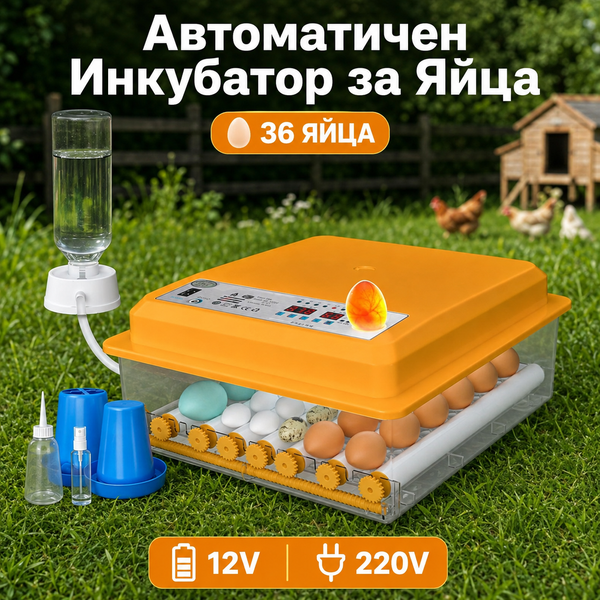 Автоматичен инкубатор за яйца – 36 яйца, 12V/220V