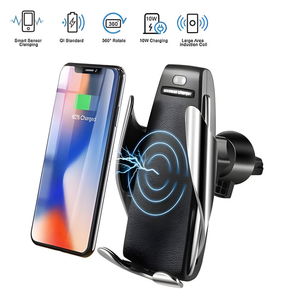 Безжично зарядно за телефон 10W Fast Wireless Charger S5 - универсална стойка за кола