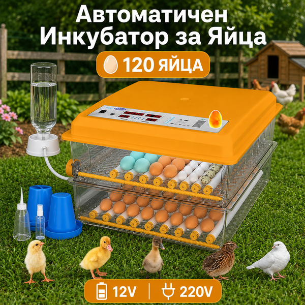 Инкубатор за яйца с автоматично обръщане – 120 яйца, 2 нива