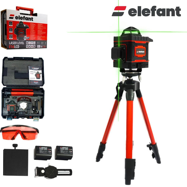 Лазерен нивелир ELEFANT E16-LCD с LCD дисплей и тринога