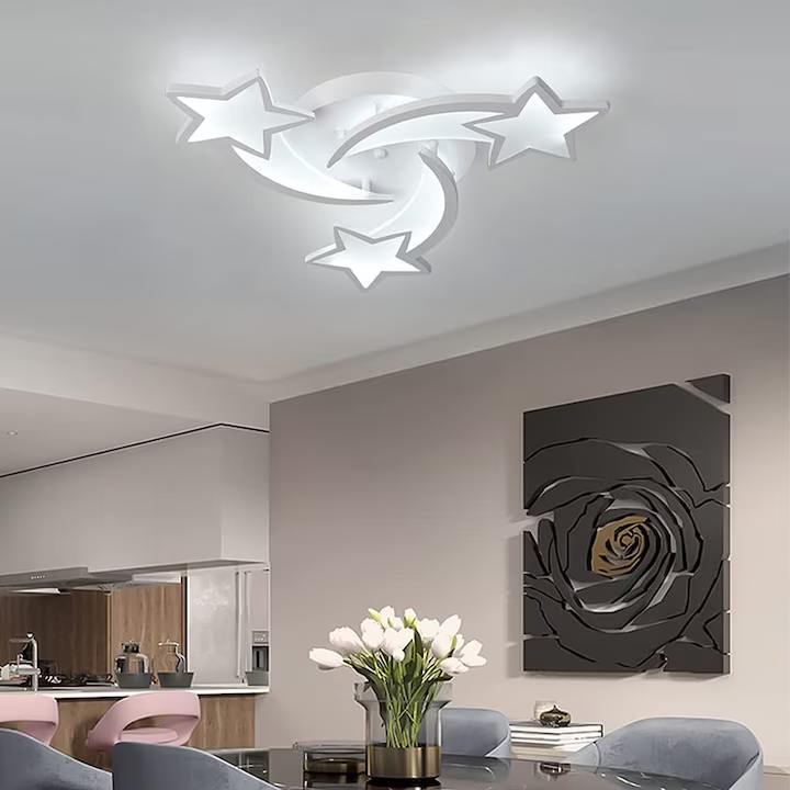LED плафон, 30W, Форма на звезда, 6000K, Алуминий, Студена бяла светлина