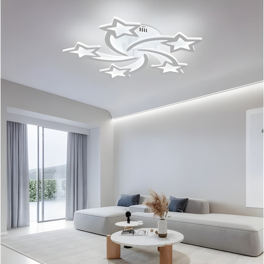 LED плафон, 96W, Форма на звезда „Звезда 5“ , 6000K, Алуминий, Студена бяла светлина