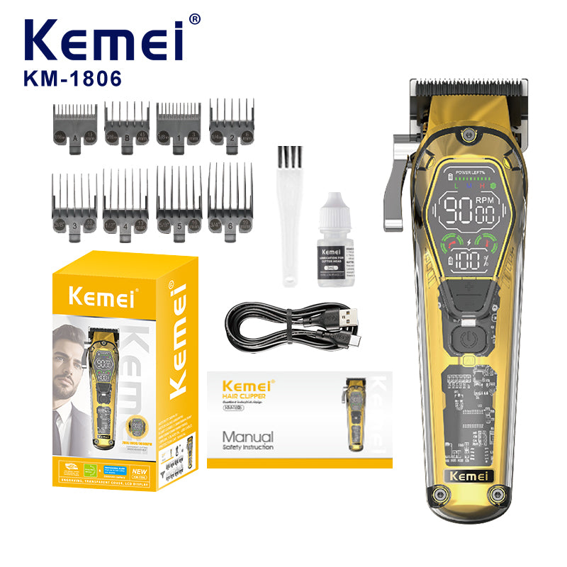 Машинка за подстригване Kemei KM 1806, 10W, 8 приставки