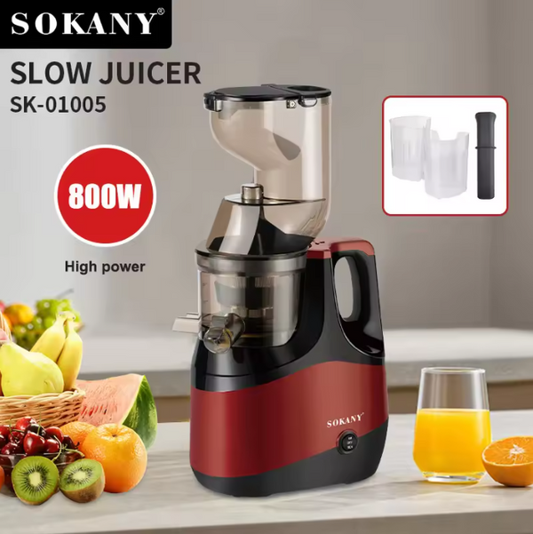 Професионална бавна сокоизстисквачка за студено пресоване Sokany SK-01003, 800W