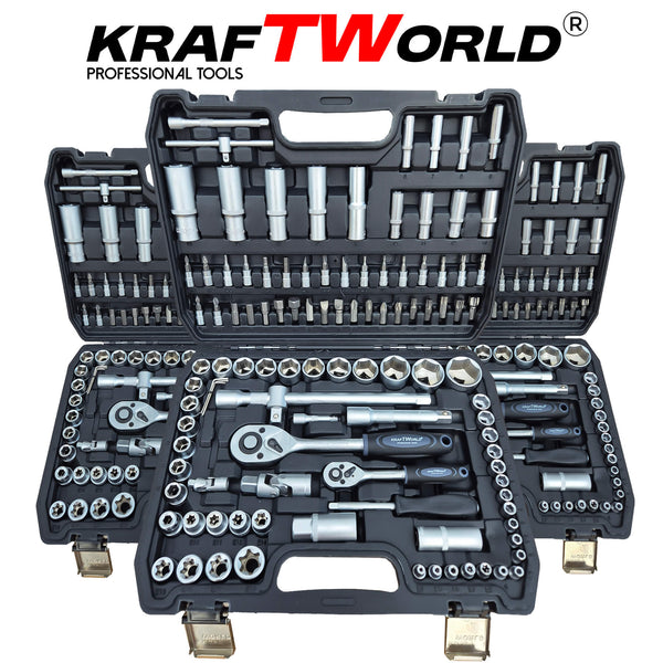 Професионално Гедоре 108 части KraftWorld – Cr-V стомана, здрав куфар с метални закопчалки