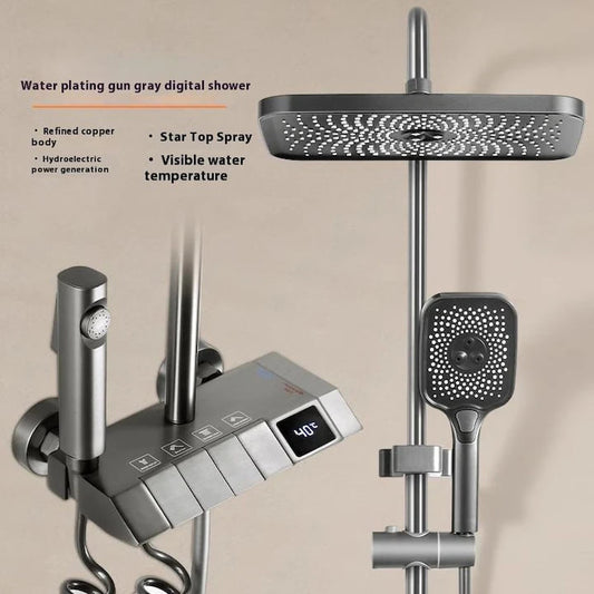 Интелигентна душ колона, LED дисплей, управление на пиано, 4 режима на пръскане, въртене на 360°, технология за въздушно пръскане