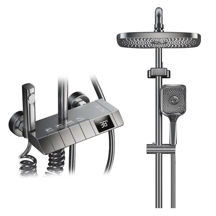 Интелигентна душ колона, LED дисплей, управление на пиано, 4 режима на пръскане, въртене на 360°, технология за въздушно пръскане