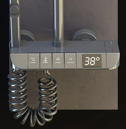 Интелигентна душ колона, LED дисплей, управление на пиано, 4 режима на пръскане, въртене на 360°, технология за въздушно пръскане