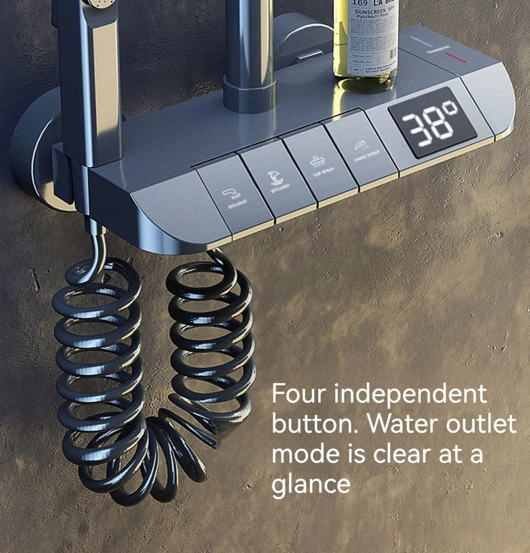 Интелигентна душ колона, LED дисплей, управление на пиано, 4 режима на пръскане, въртене на 360°, технология за въздушно пръскане