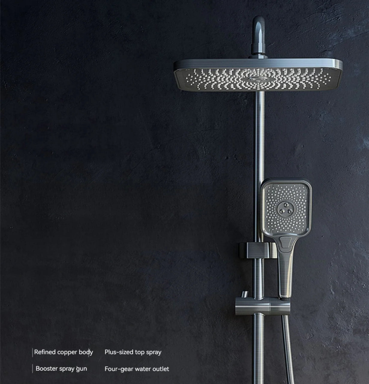 Интелигентна душ колона, LED дисплей, управление на пиано, 4 режима на пръскане, въртене на 360°, технология за въздушно пръскане