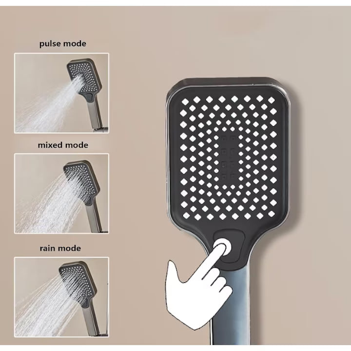 Комплект кран за душ AOVO, с дигитален дисплей, душ слушалка Rainfall, ръчен душ с 3 режима, 2-функционална струя за биде и кран за вана, сив