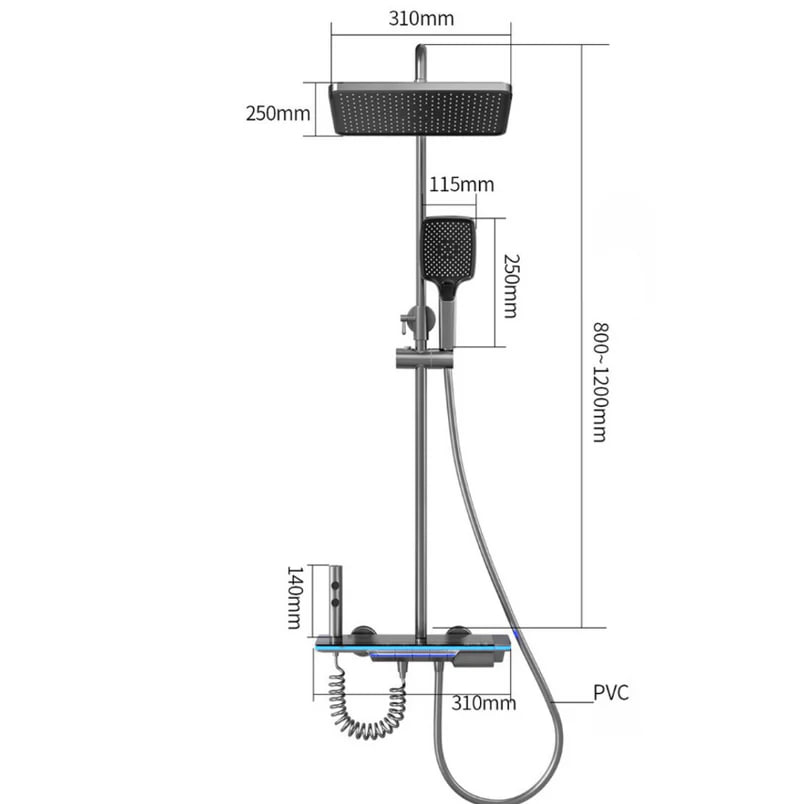 Интелигентна душ колона, управление на пиано, 4 режима на пръскане, въртене на 360°, технология за въздушно пръскане