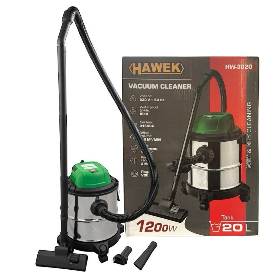 Прахосмукачка за сухо и мокро почистване 20 литра 1200W HAWEK