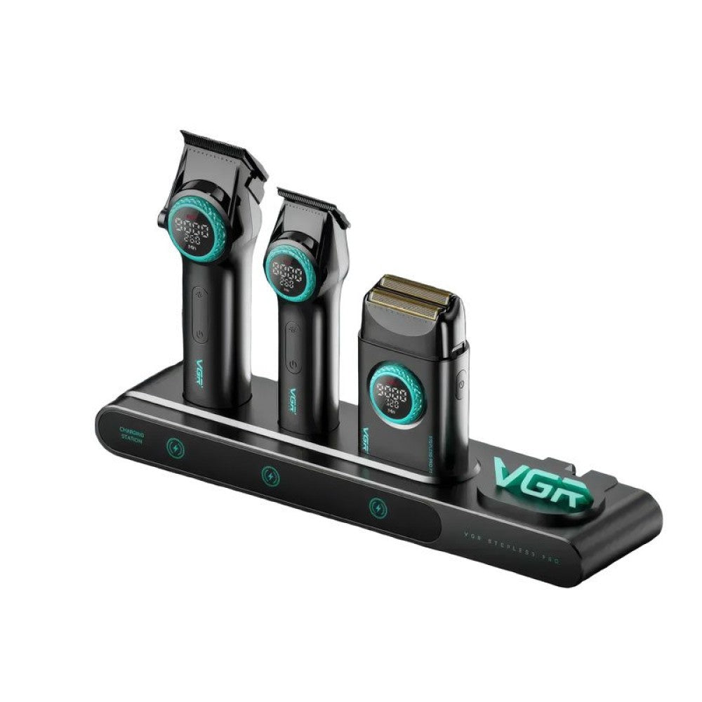 Професионален комплект за барбери VGR Stepless Pro 3 в 1 BLACK