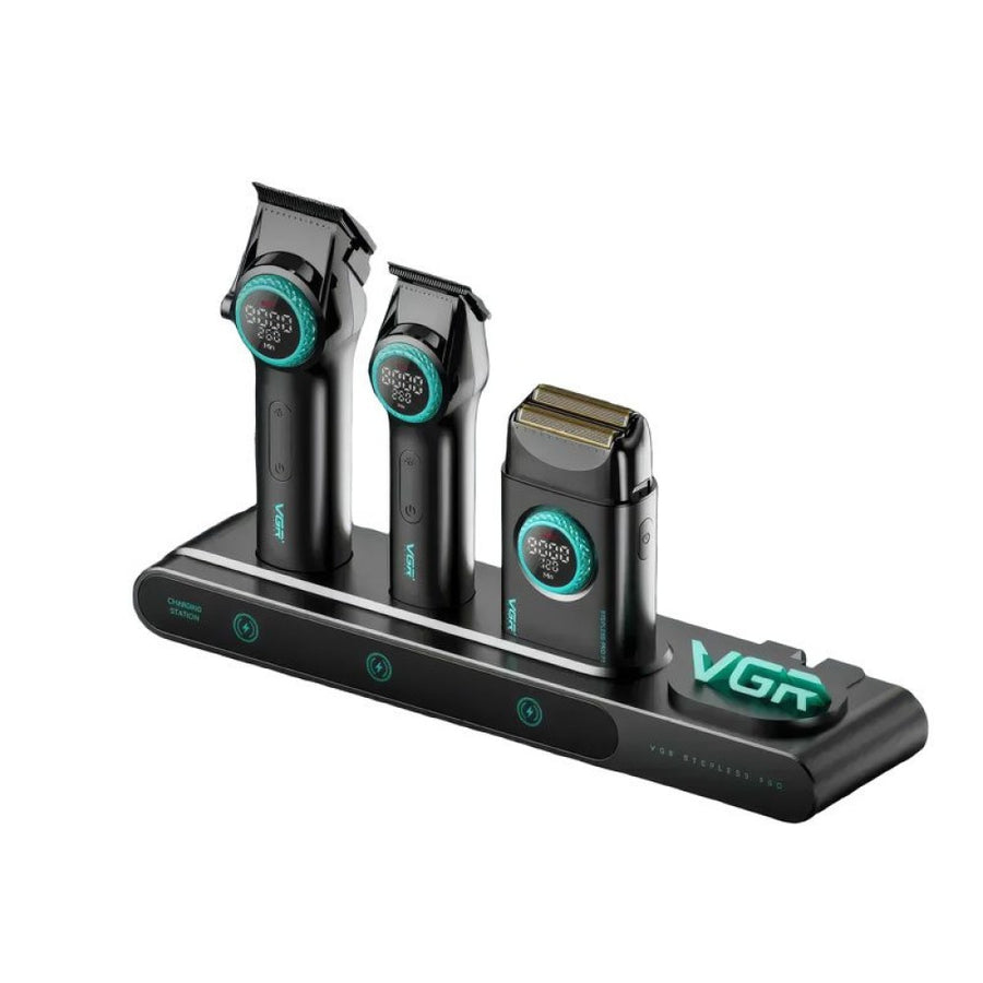 Професионален комплект за барбери VGR Stepless Pro 3 в 1 BLACK