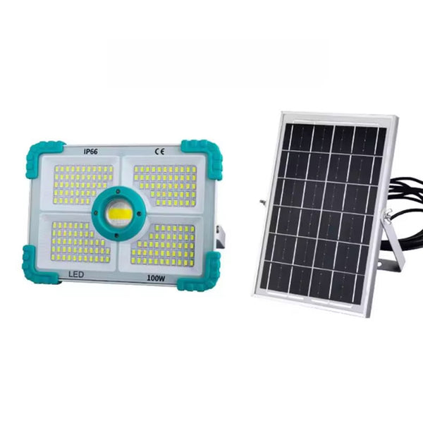 Соларен LED прожектор 100W с външен панел и дистанционно управление