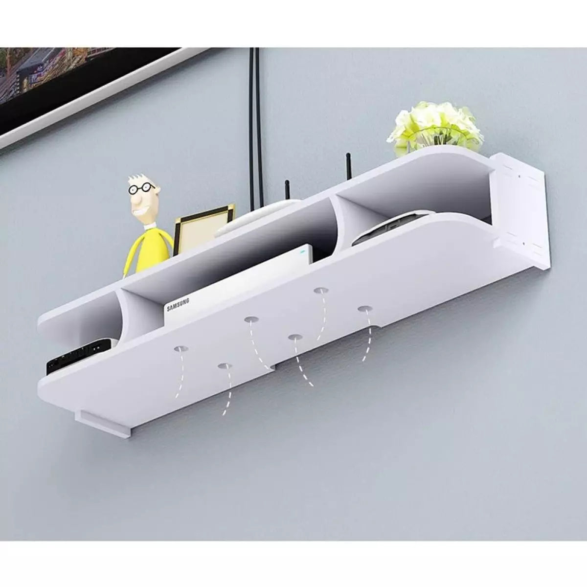 Стенен рафт за рутер с множество отделения