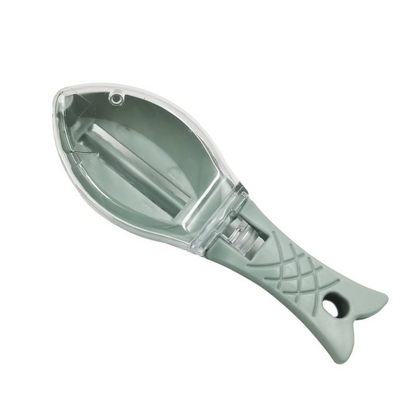 Уред за премахване на рибни люспи с контейнер