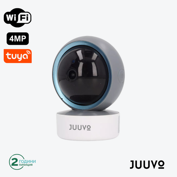 JUUVO P02ZT4 WiFi Камера за Вътрешно Наблюдение 4MP, Tuya Smart, Бяла/Черна