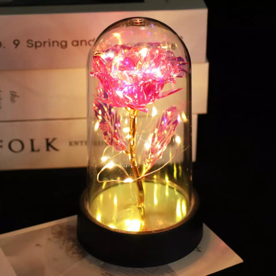 Вечна роза с LED лампички – елегантен и романтичен подарък