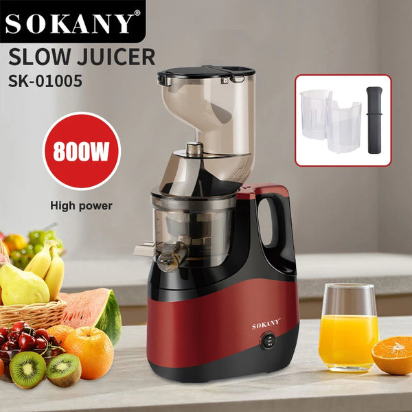 Професионална бавна сокоизстисквачка за студено пресоване Sokany SK-01005, 800W