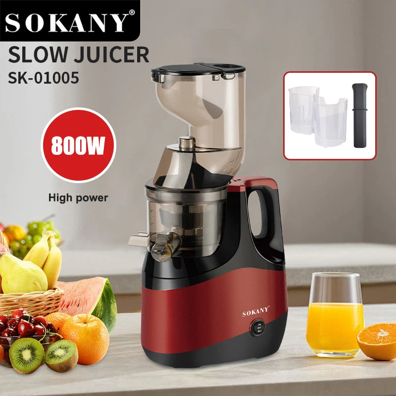 Професионална бавна сокоизстисквачка за студено пресоване Sokany SK-01005, 800W