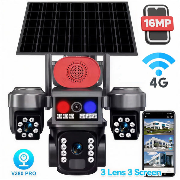 СОЛАРНА ОХРАНИТЕЛНА КАМЕРА SUNVISION – 16 MP, 3 ОБЕКТИВА, АЛАРМА , 4G - SIM карта , МОДЕЛ 28-73