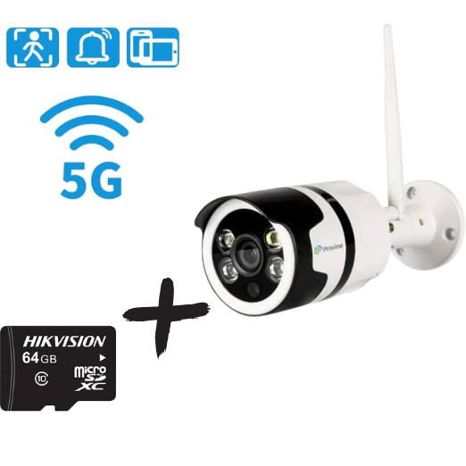 Безжична камера Privine със звук и запис в нея на SD карта + SD карта памет 64ГБ - Oferti4ka.com