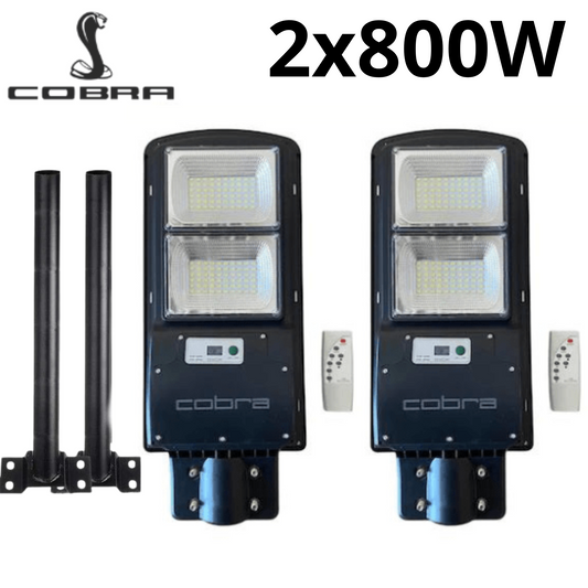 Соларна лампа Cobra Pro 800W - улична 2бр. + подарък стойки 2бр.