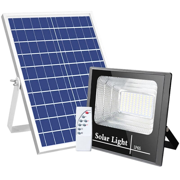 Мощен соларен прожектор , 200W, 224 LED, 15W 35x35 см панел и дистанционно управление с множество функции Oferti4ka.com
