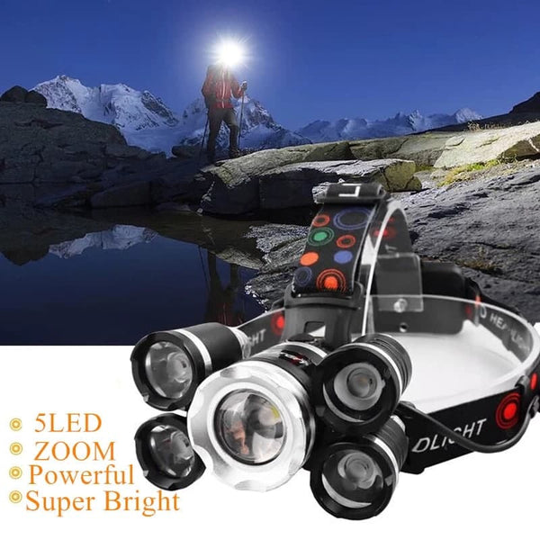 Акумулаторен челник с 5 led диода - t6