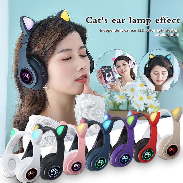 Безжични блутуут слушалки с котешки уши